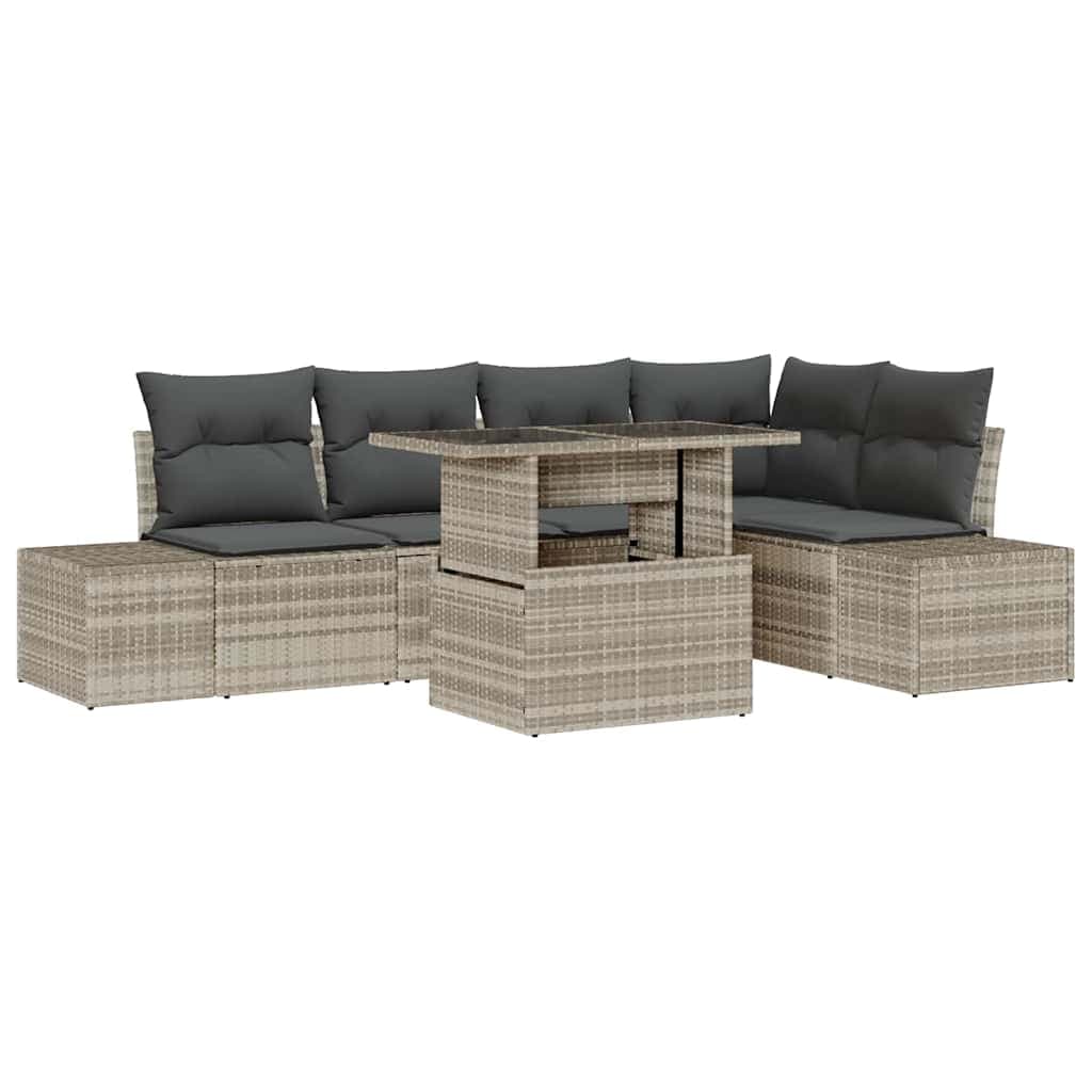 vidaXL Conjunto de Sofá de Jardim com almofada 6 pcs Cinzento-claro