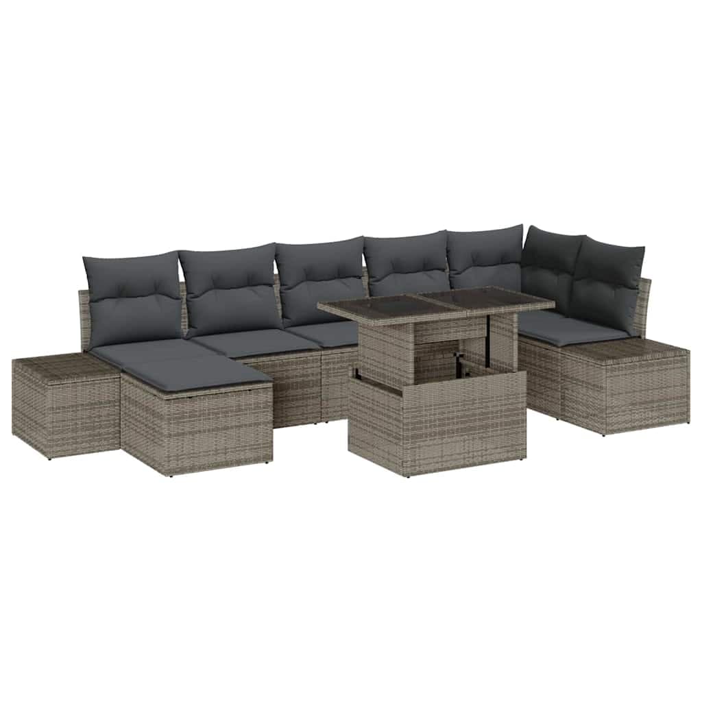 vidaXL Conjunto de Sofá de Jardim com almofada 8 pcs Cinzeto