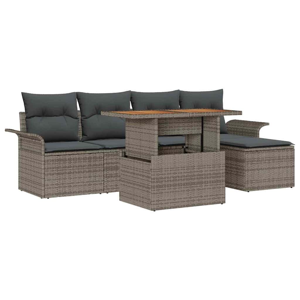 vidaXL Conjunto de Sofá de Jardim com almofada 6 pcs Cinzeto
