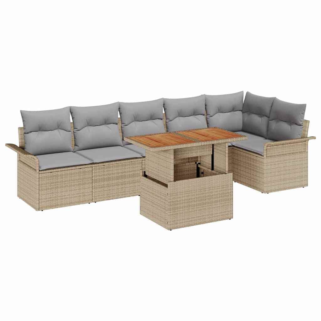 vidaXL Conjunto de Sofá de Jardim 7 pcs Bege e Cinza Claro vime PE