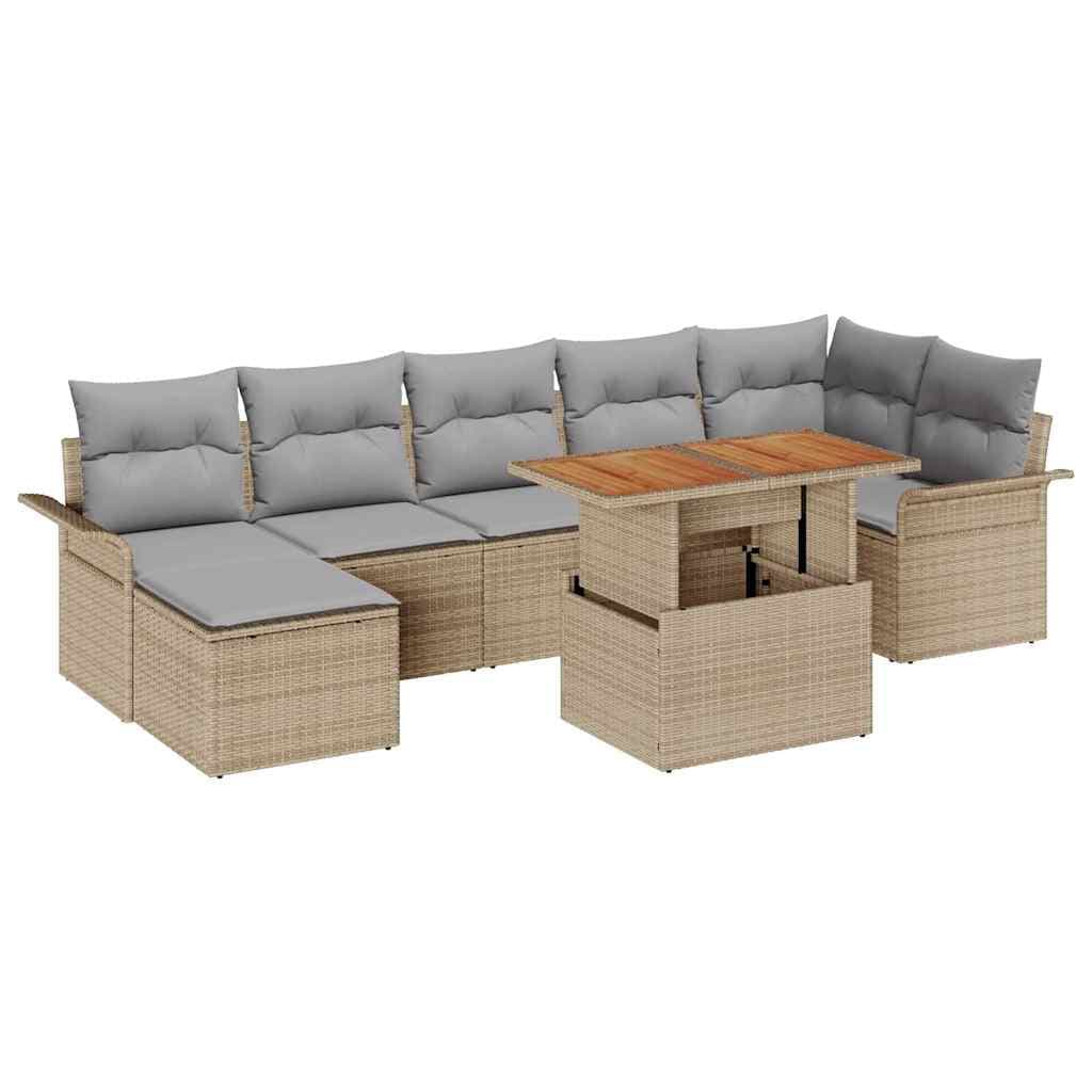 vidaXL Conjunto de Sofá de Jardim 8 pcs Bege e Cinza Claro vime PE