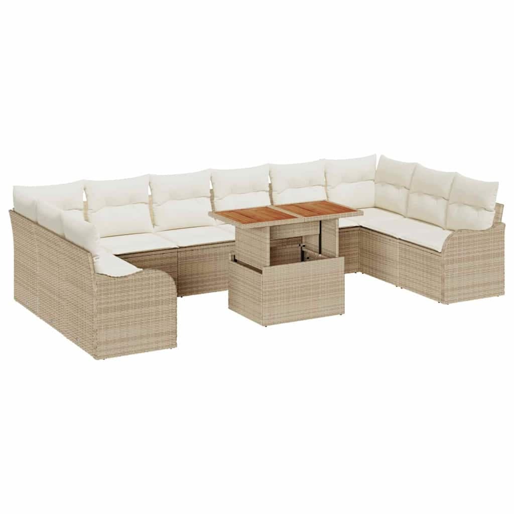 vidaXL Conjunto de Sofá de Jardim com almofada 11 pcs bege e creme