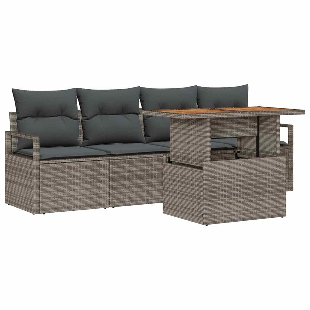 vidaXL Conjunto de Sofá de Jardim com almofada Manual 5 pcs Cinzeto