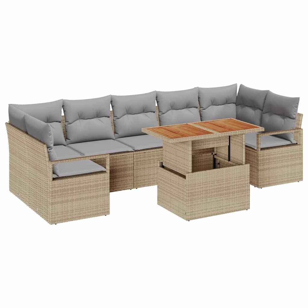 vidaXL Conjunto de Sofá de Jardim com almofada 8 pcs Bege e Cinza
