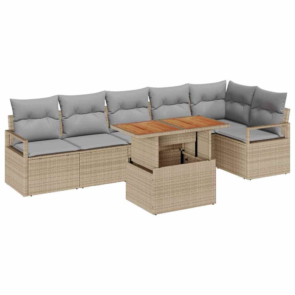 vidaXL Conjunto de Jantar para Jardim com almofada 7 pcs Bege e Cinza