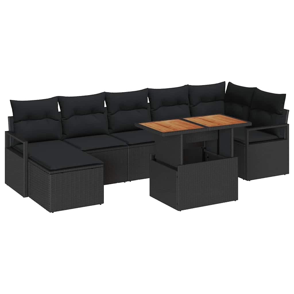 vidaXL Conjunto de Jantar para Jardim 8 pcs Preto e Marrom