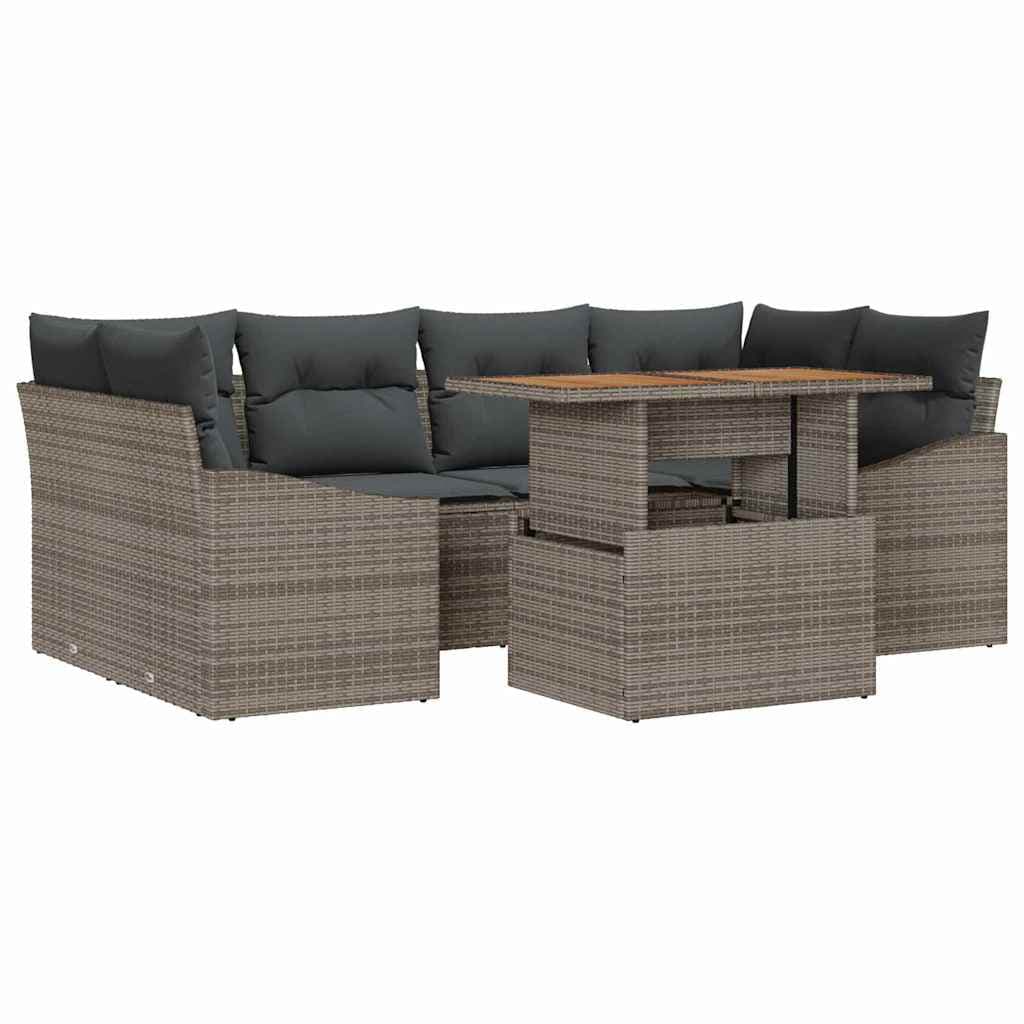 vidaXL Conjunto de Jantar para Jardim 7 pcs Cinza e Marrom
