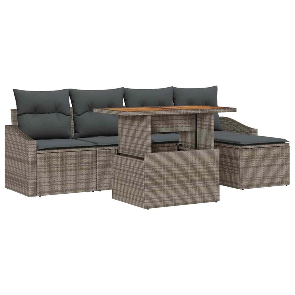 vidaXL Conjunto de Jantar para Jardim 6 pcs Cinza e Marrom