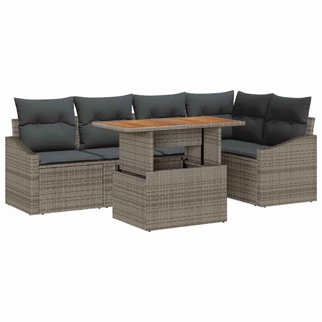 vidaXL Conjunto de Jantar para Jardim 6 pcs Cinza e Marrom