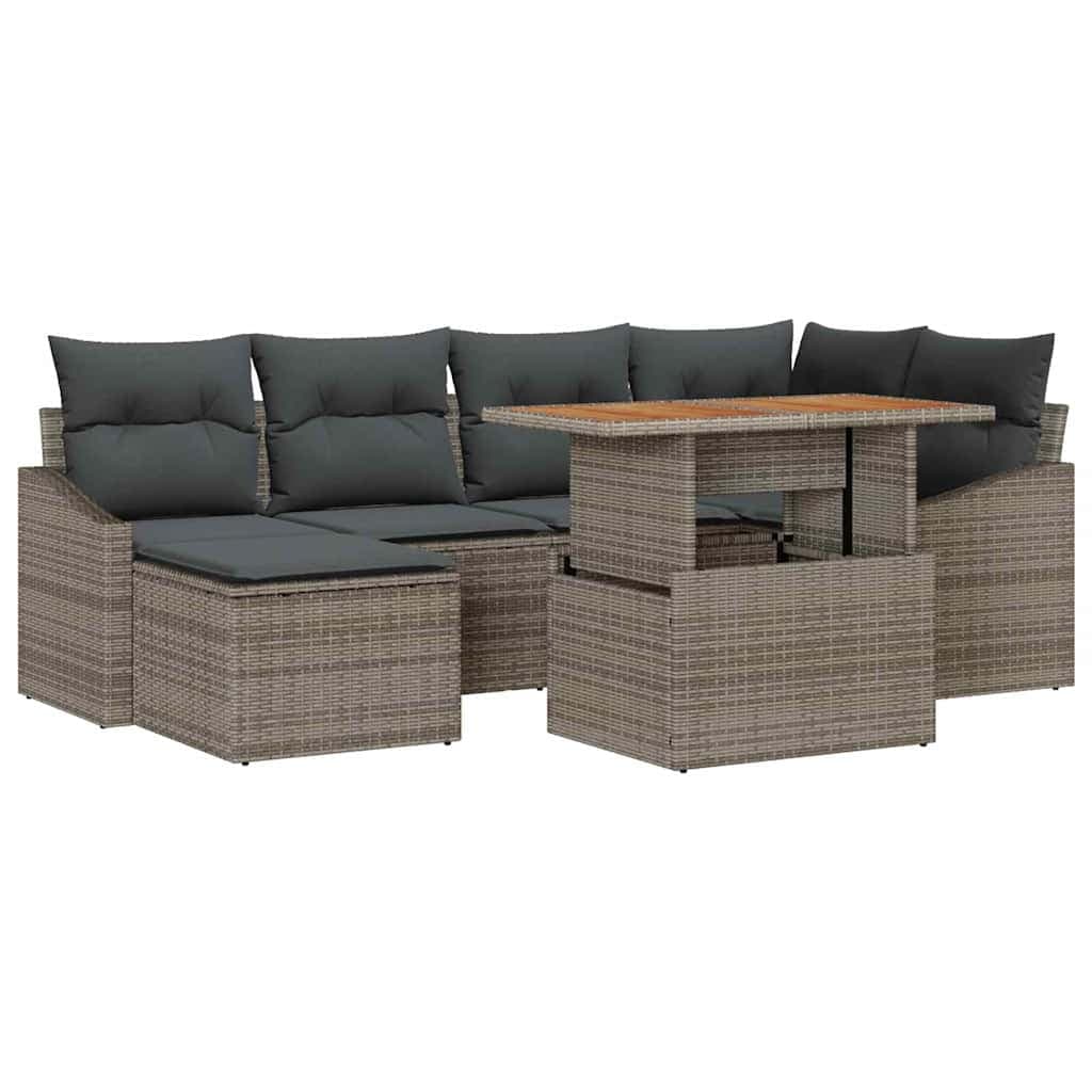 vidaXL Conjunto de Jantar para Jardim 7 pcs Cinza e Marrom