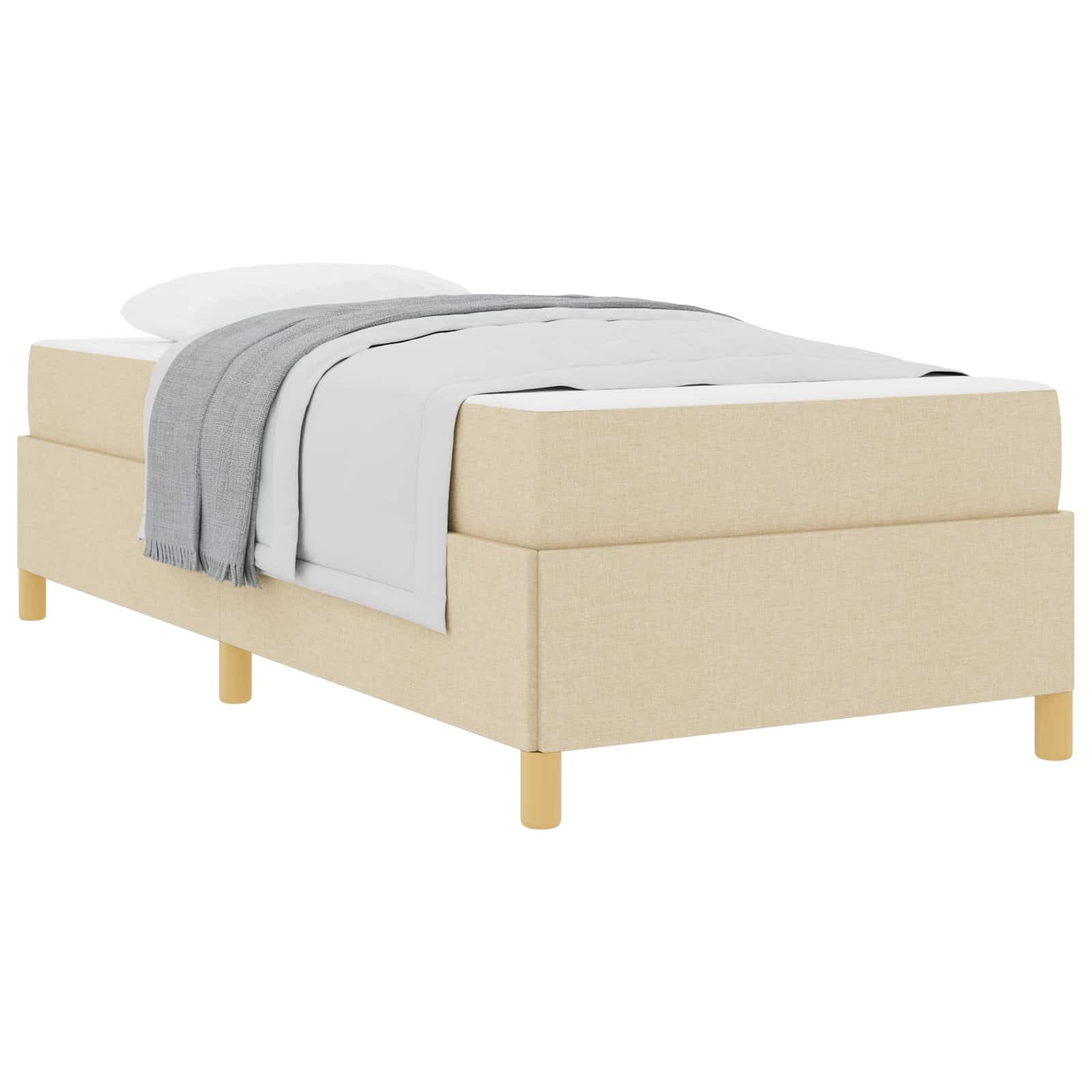 vidaXL Estrutura da Cama com colchão Creme 90 x 200 cm tecido