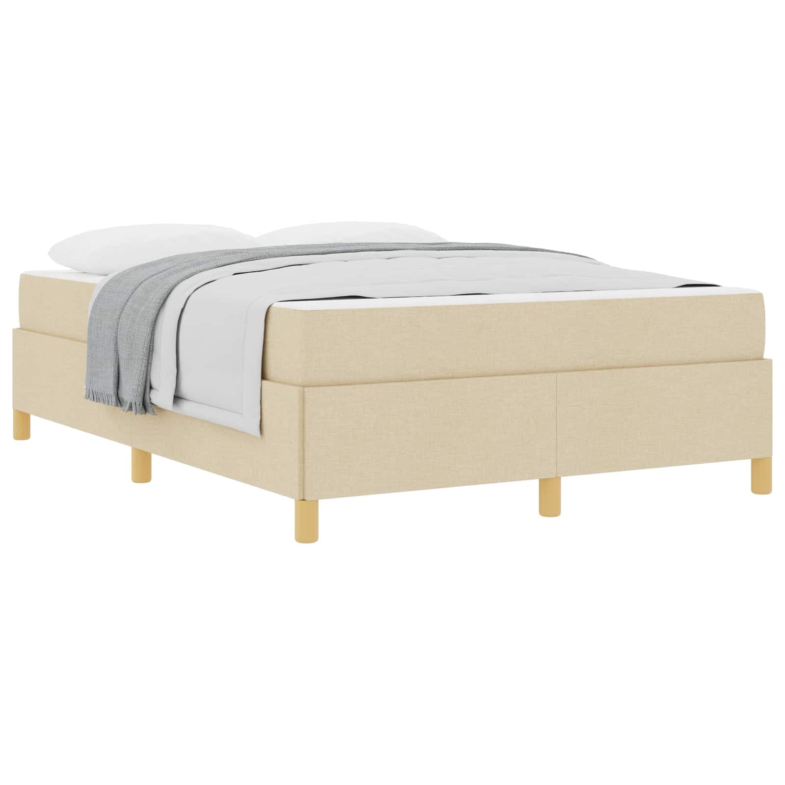 vidaXL Estrutura da Cama com colchão Creme 140 x 200 cm tecido