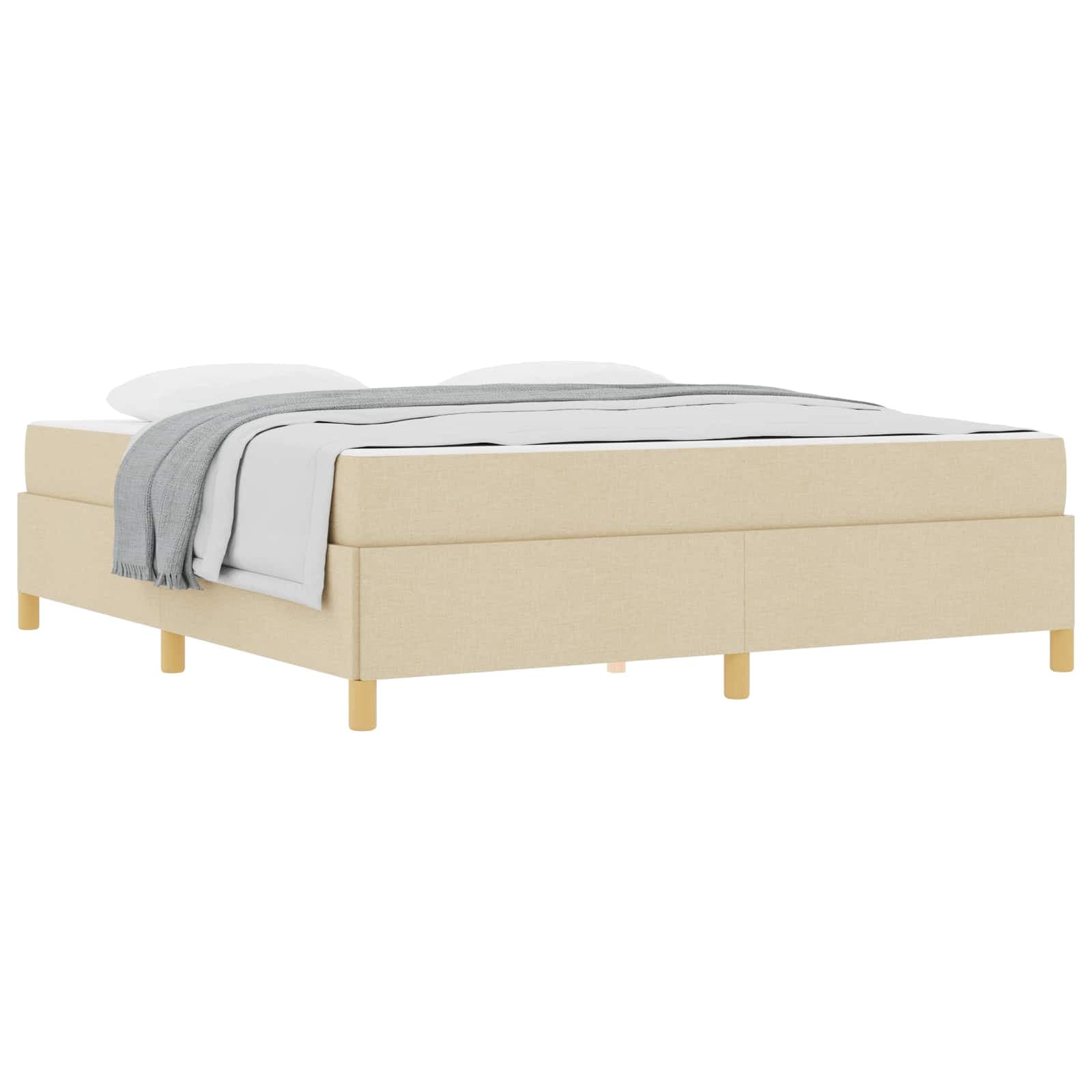 vidaXL Estrutura da Cama com colchão Creme 180 x 200 cm tecido