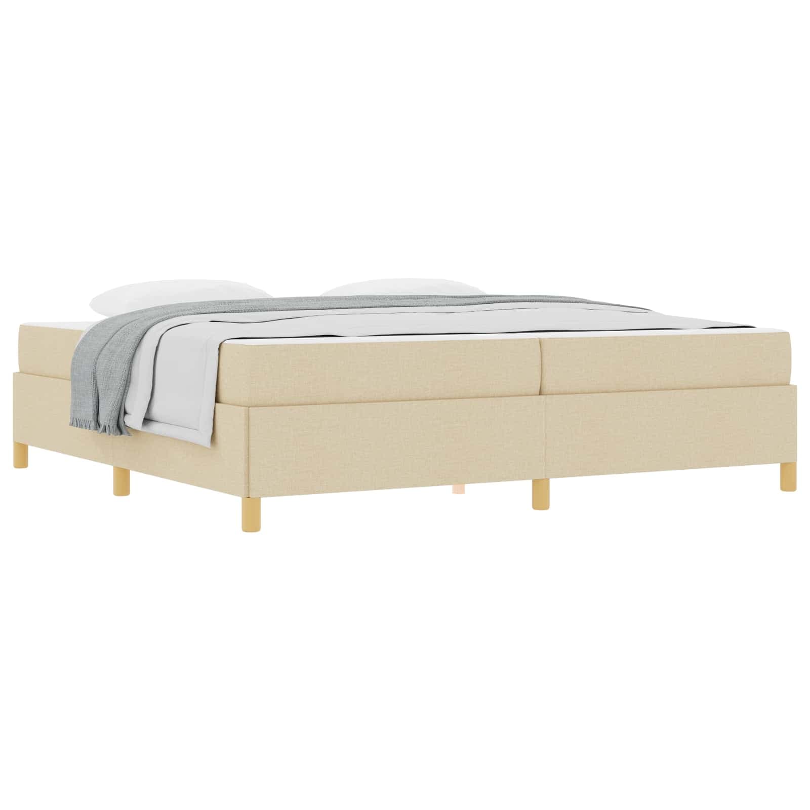 vidaXL Estrutura da Cama com colchão Creme 200 x 200 cm tecido