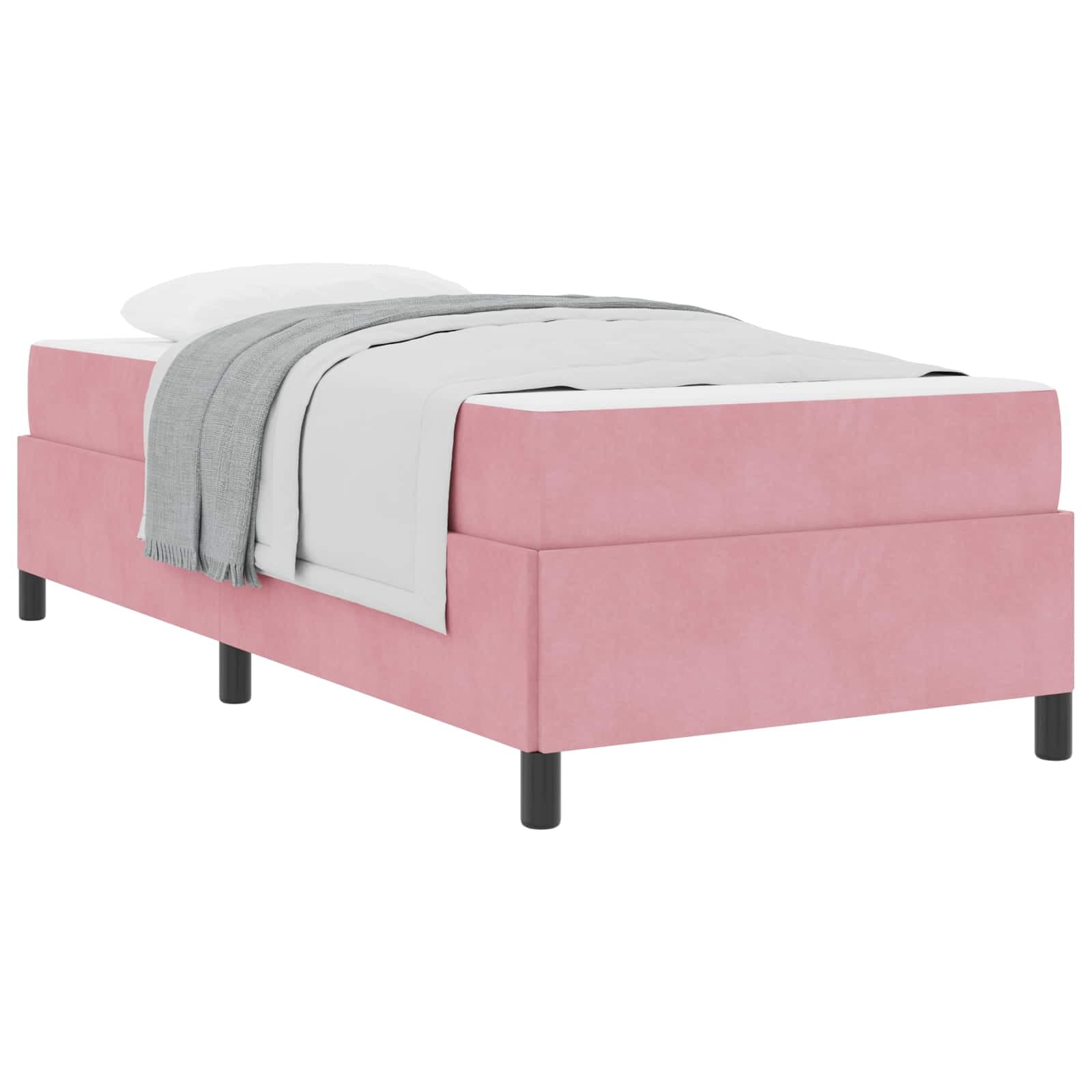 vidaXL Estrutura da Cama com colchão Rosa 100 x 200 cm tecido