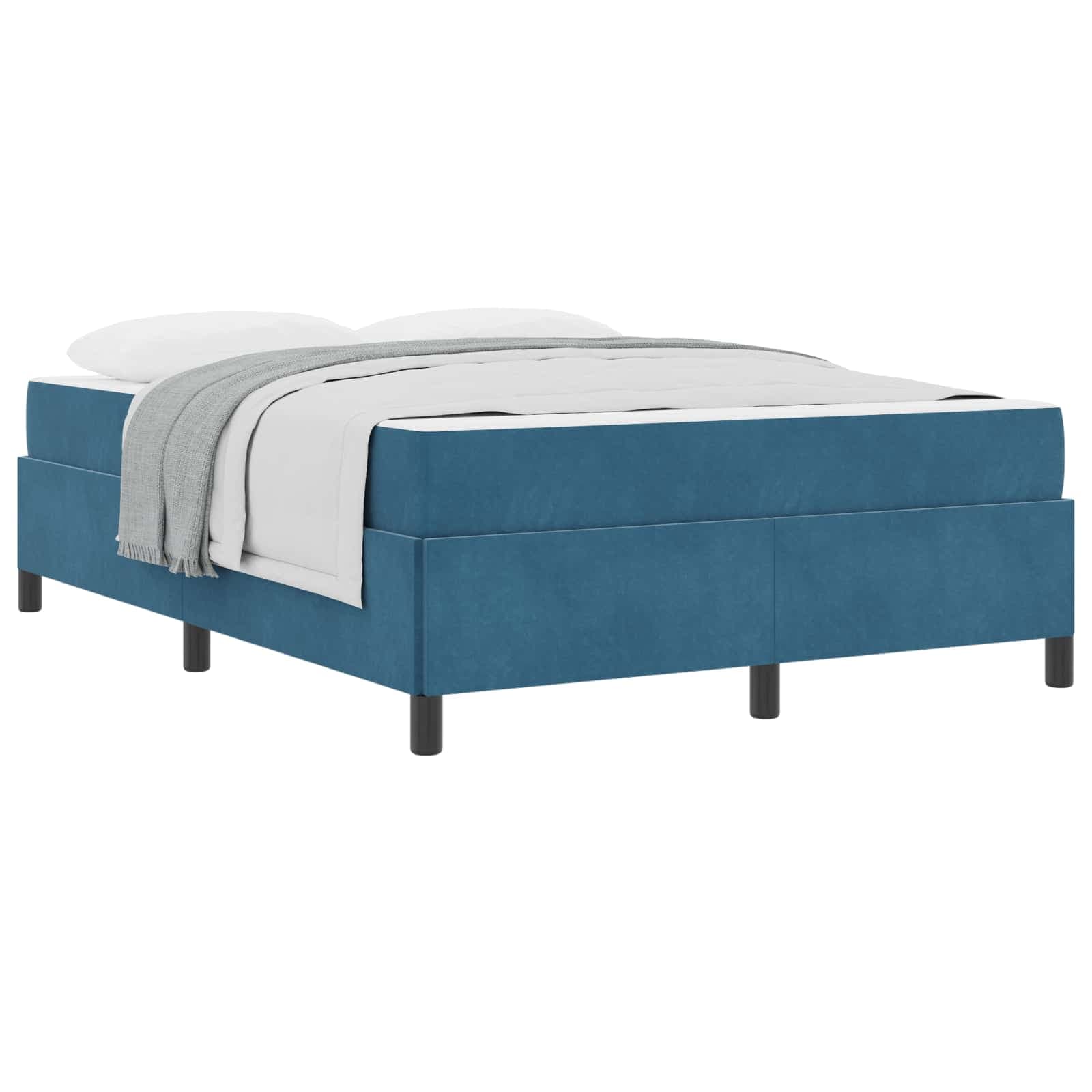 vidaXL Estrutura da Cama com colchão Azul Escuro 140 x 200 cm tecido