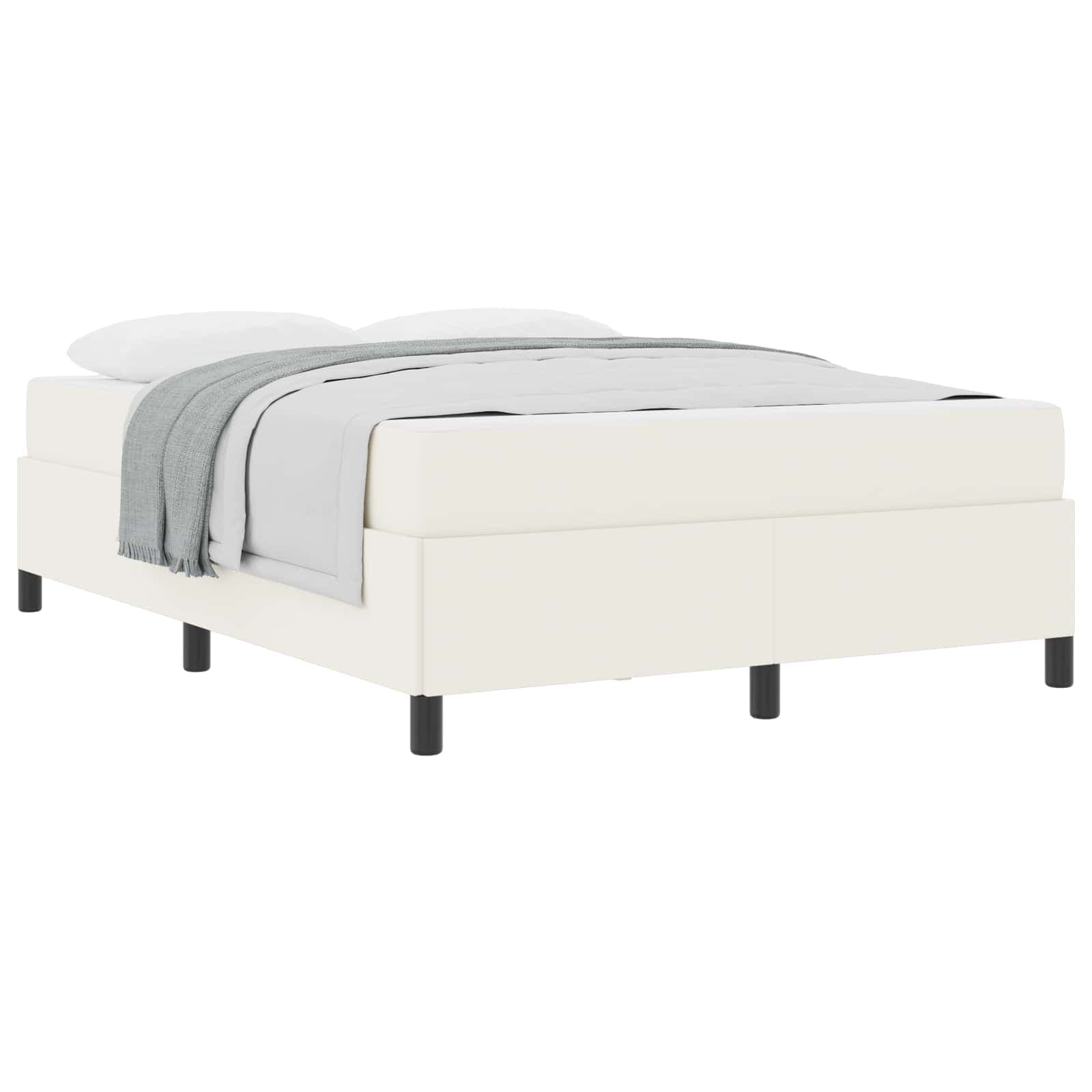 vidaXL Estrutura da Cama com colchão Creme 160 x 200 cm tecido
