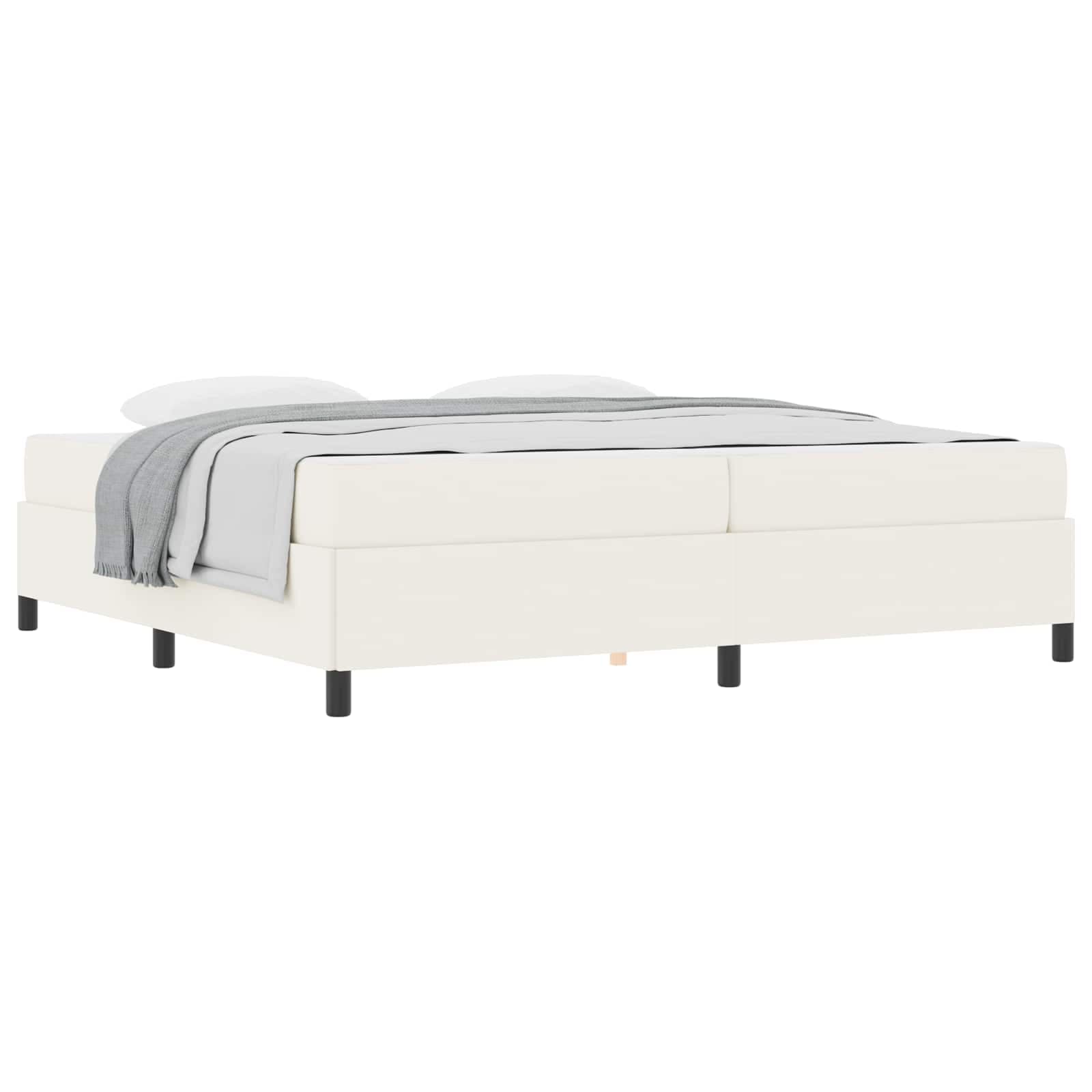 vidaXL Estrutura da Cama com colchão Creme 200 x 200 cm tecido