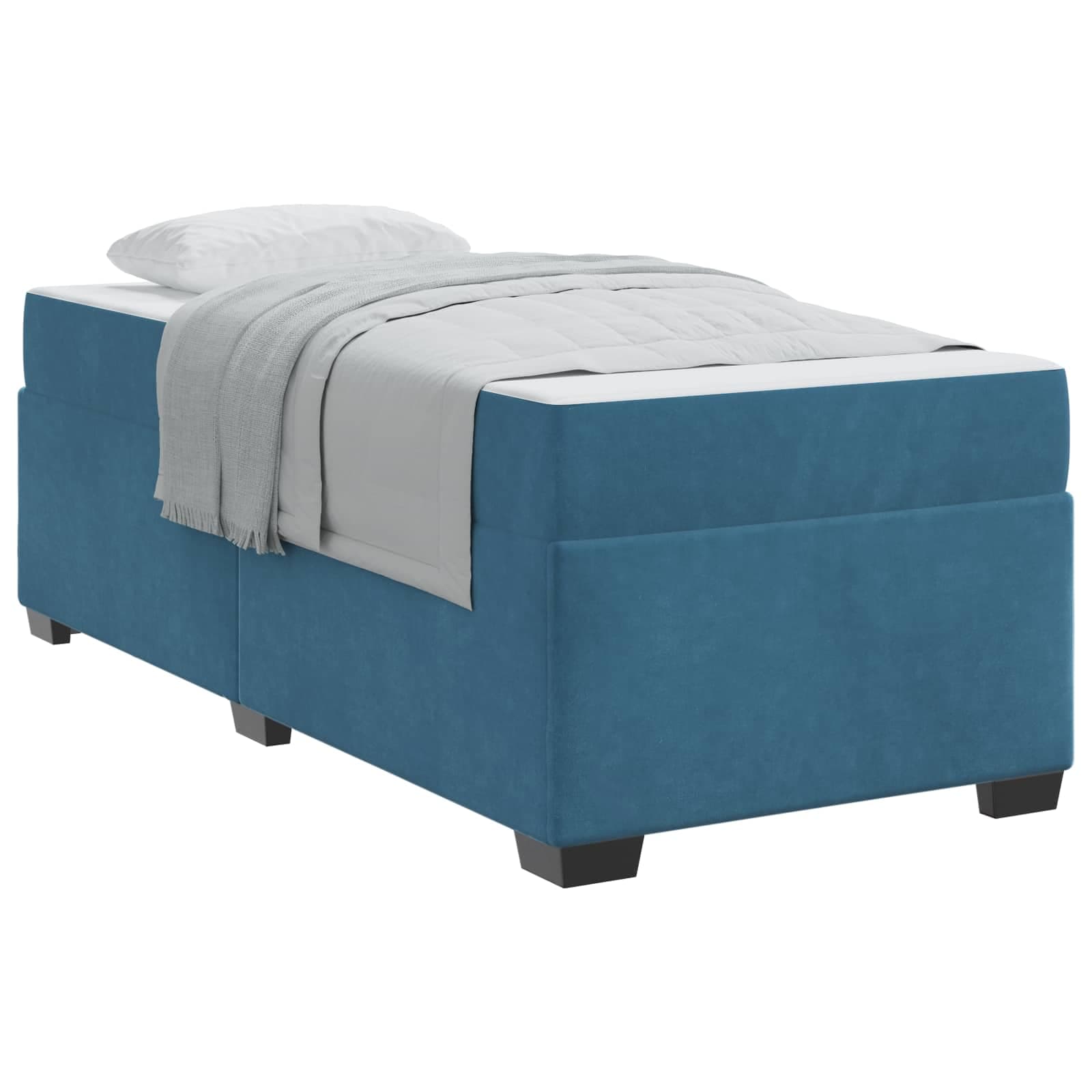 vidaXL Estrutura da Cama com colchão Azul Escuro 90 x 200 cm tecido