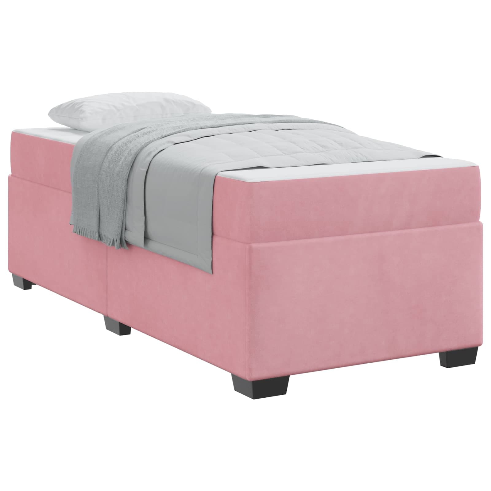 vidaXL Estrutura da Cama com colchão Rosa 90 x 200 cm tecido