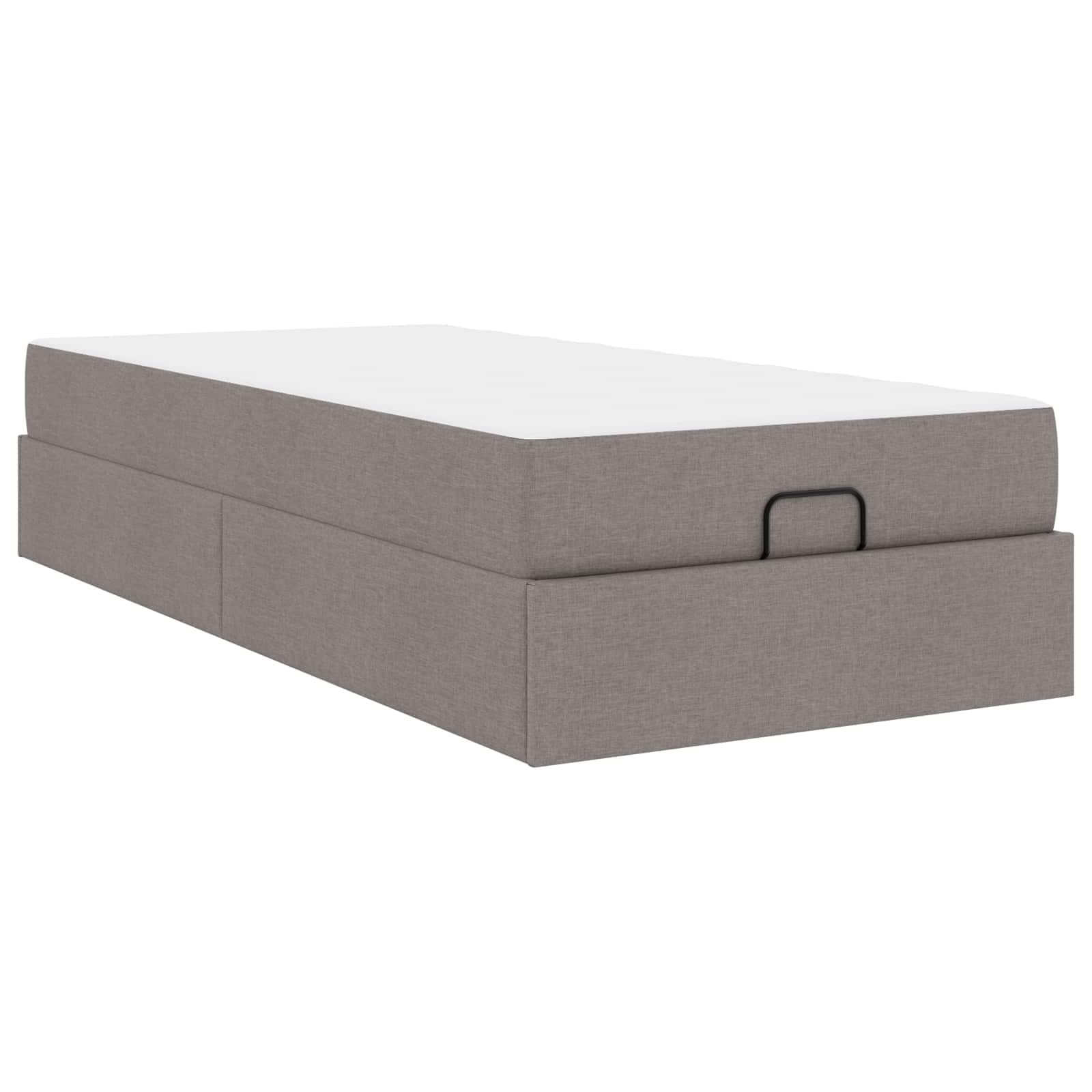 vidaXL Estrutura de cama com colchão 2 pcs Cinzento-acastanhado tecido