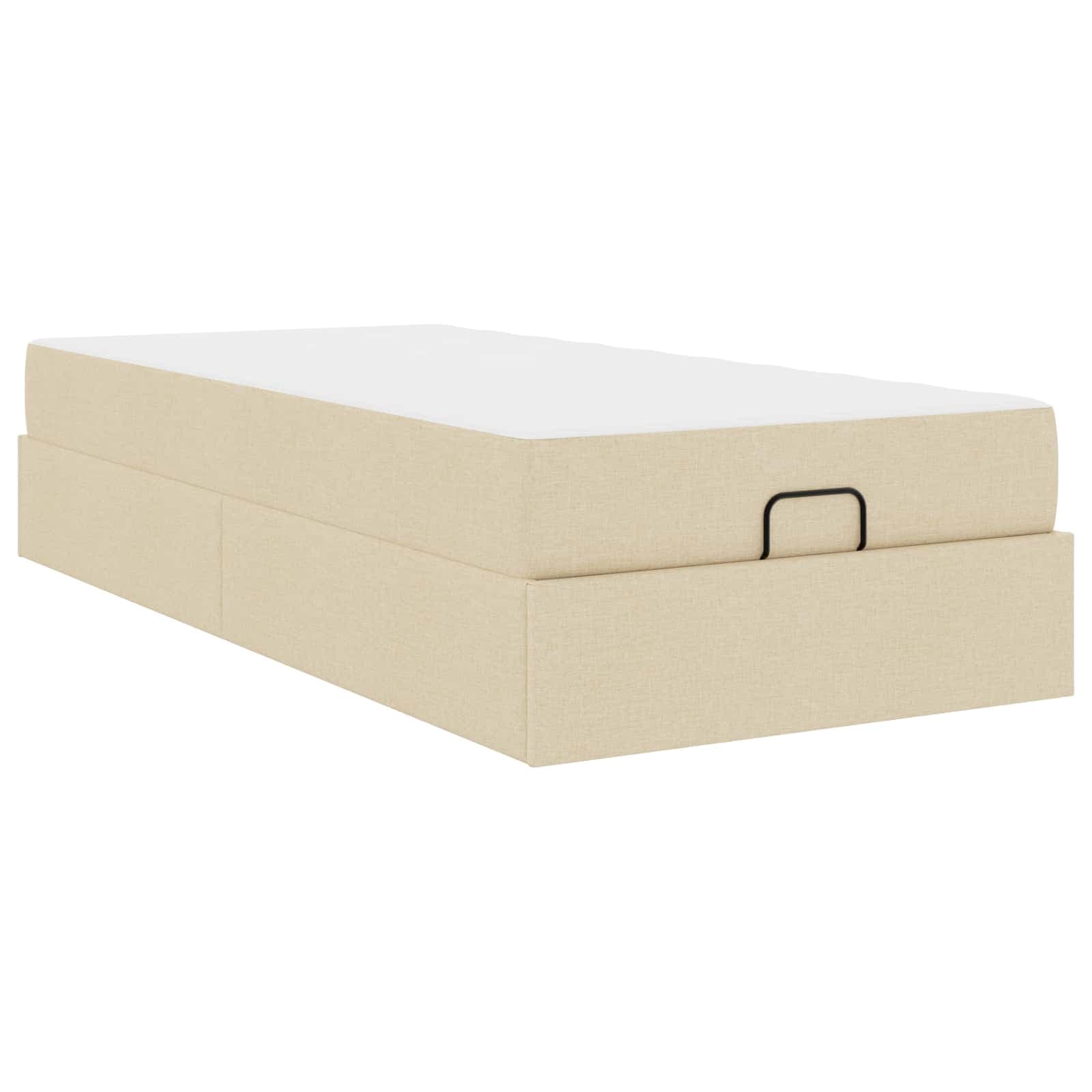 vidaXL Estrutura de cama com colchão 2 pcs Creme tecido