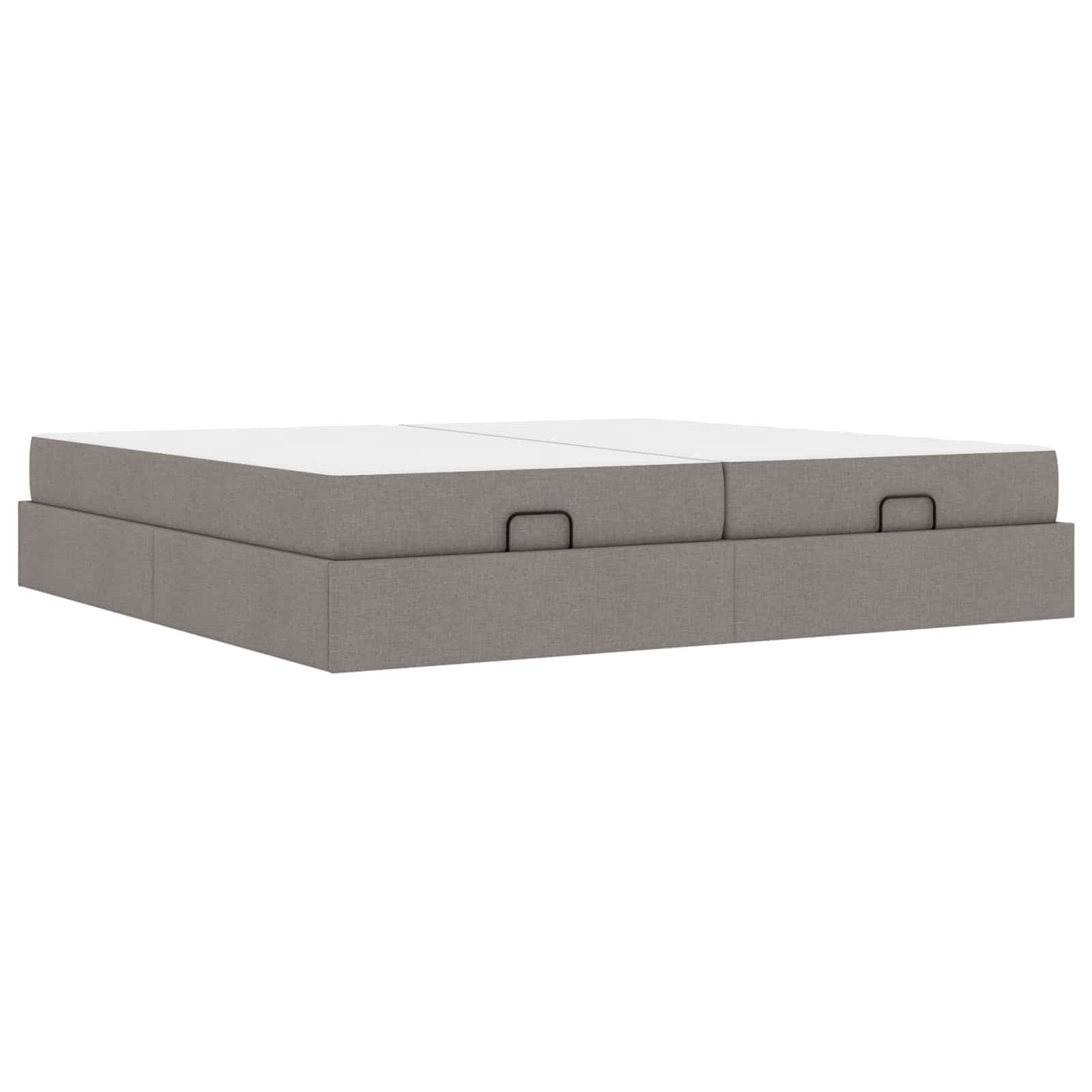vidaXL Estrutura de cama com colchão 2 pcs Cinzento-acastanhado tecido