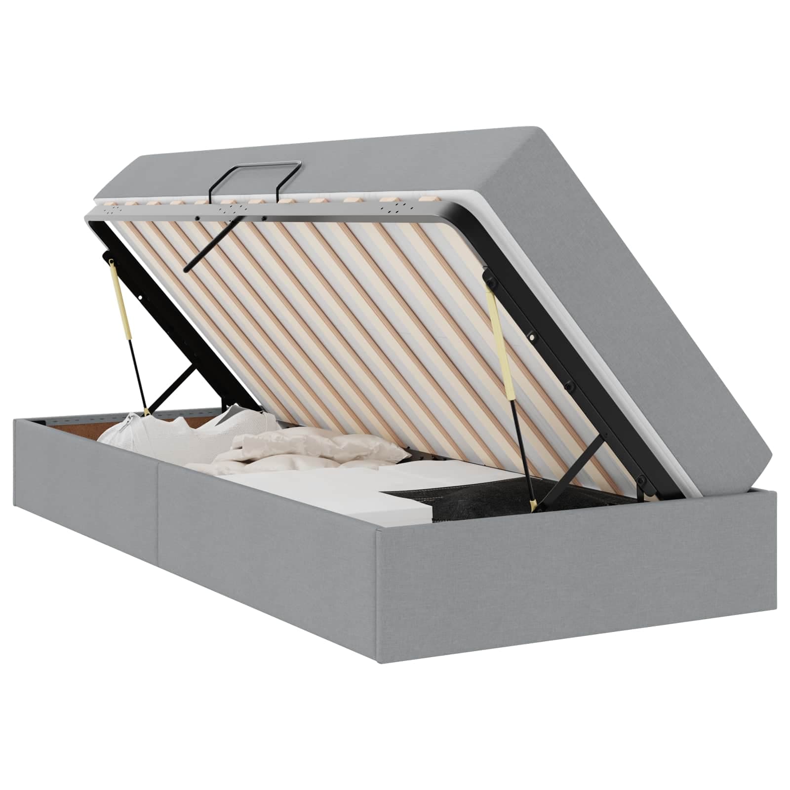 vidaXL Cama com arrumação e colchão Cinzento-claro 90 x 200 cm