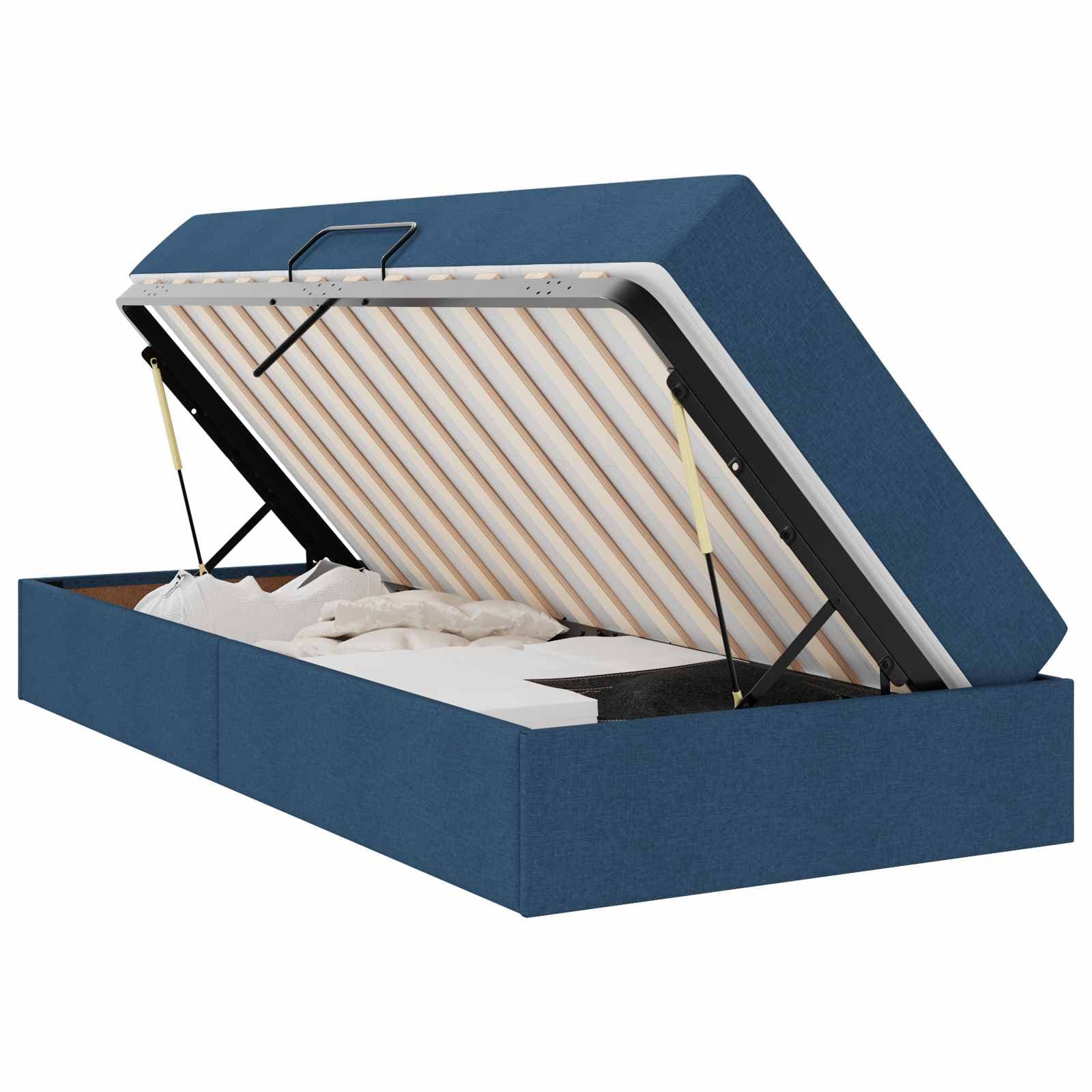 vidaXL Cama com arrumação e colchão Azul 90 x 200 cm Poliéster