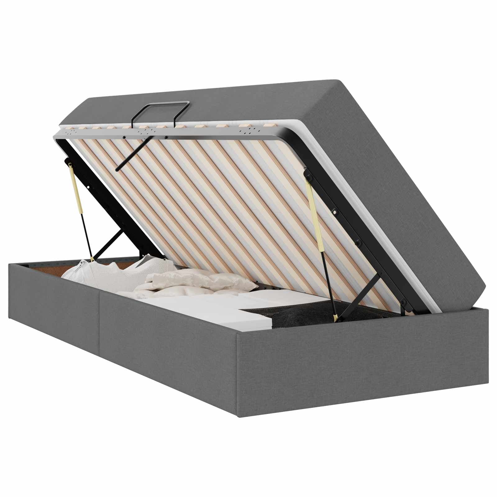 vidaXL Cama com arrumação e colchão Cinza Escuro 100 x 200 cm