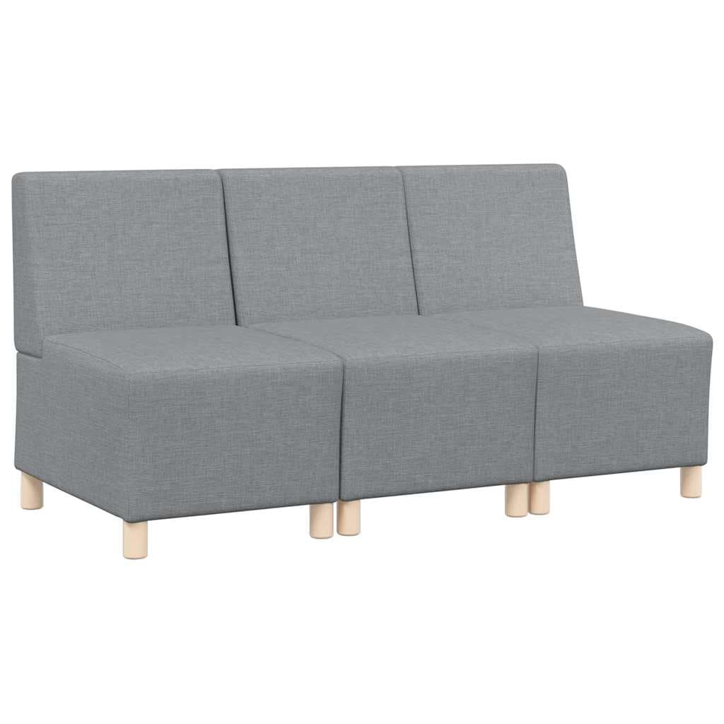 vidaXL Unidade de Sofá Modular Sem Braços 3 pcs Cinzento-claro