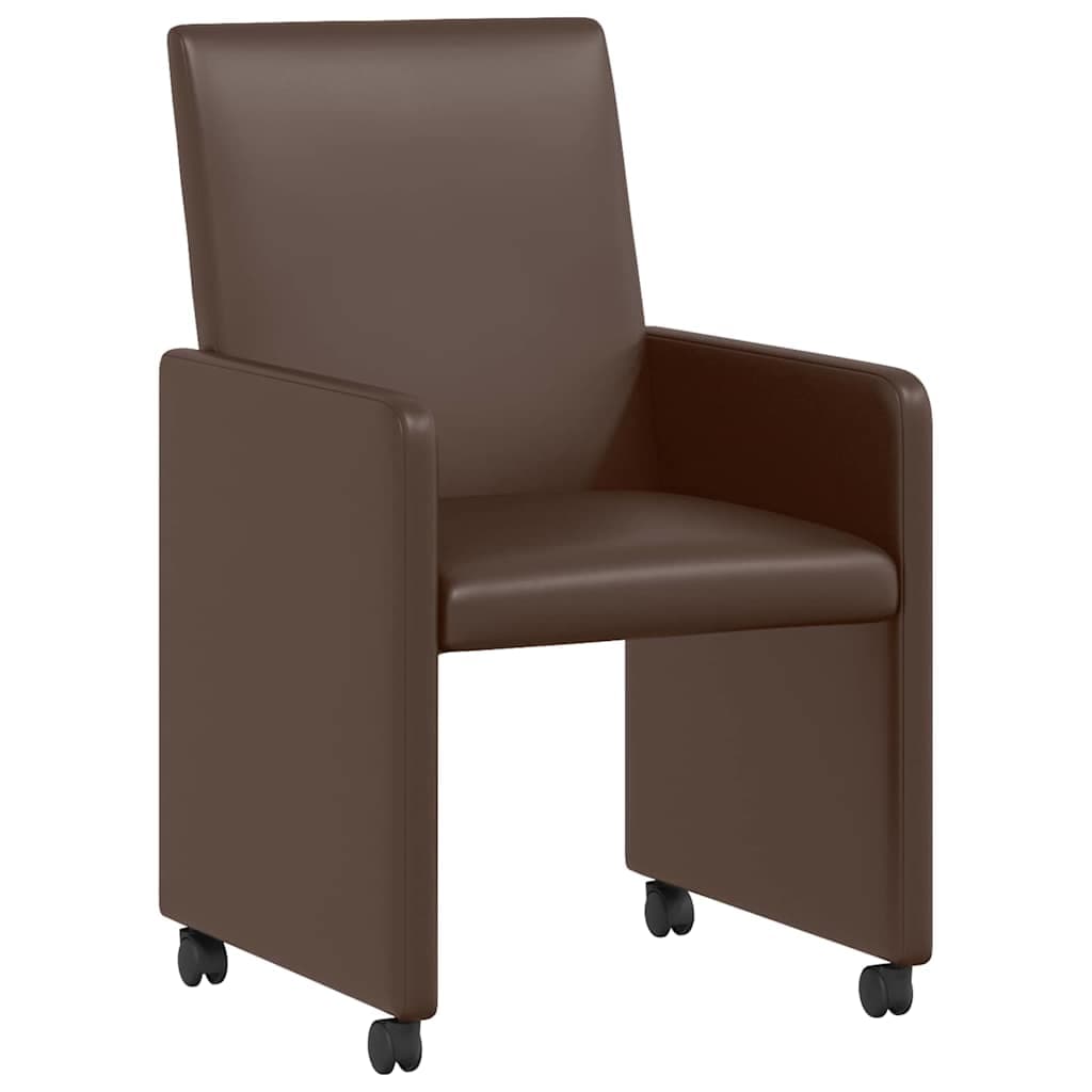 vidaXL Cadeiras de Jantar com Rodas 2 pcs Castanho 57 x 66 x 94 cm