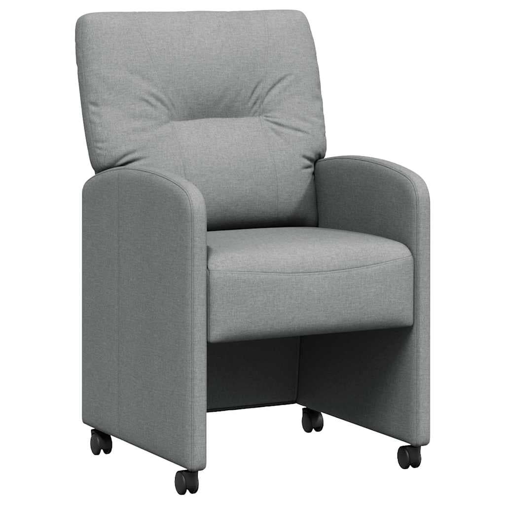 vidaXL Cadeiras de Jantar com Rodas 2 pcs Cinzento-claro tecido