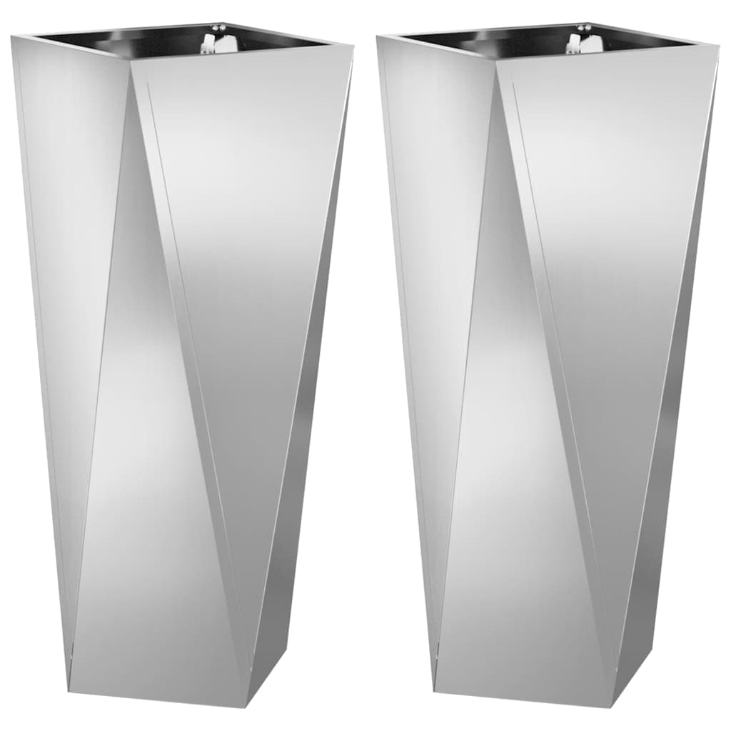 vidaXL Floreira 2 pcs Prateado 30 x 30 x 75 cm Aço Galvanizado