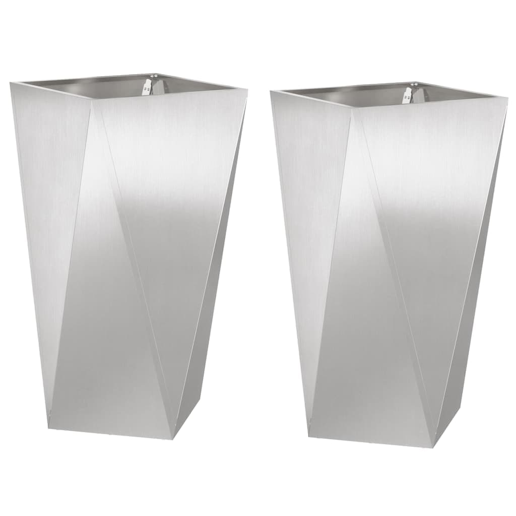 vidaXL Floreira 2 pcs Prateado 40 x 40 x 75 cm Aço inoxidável