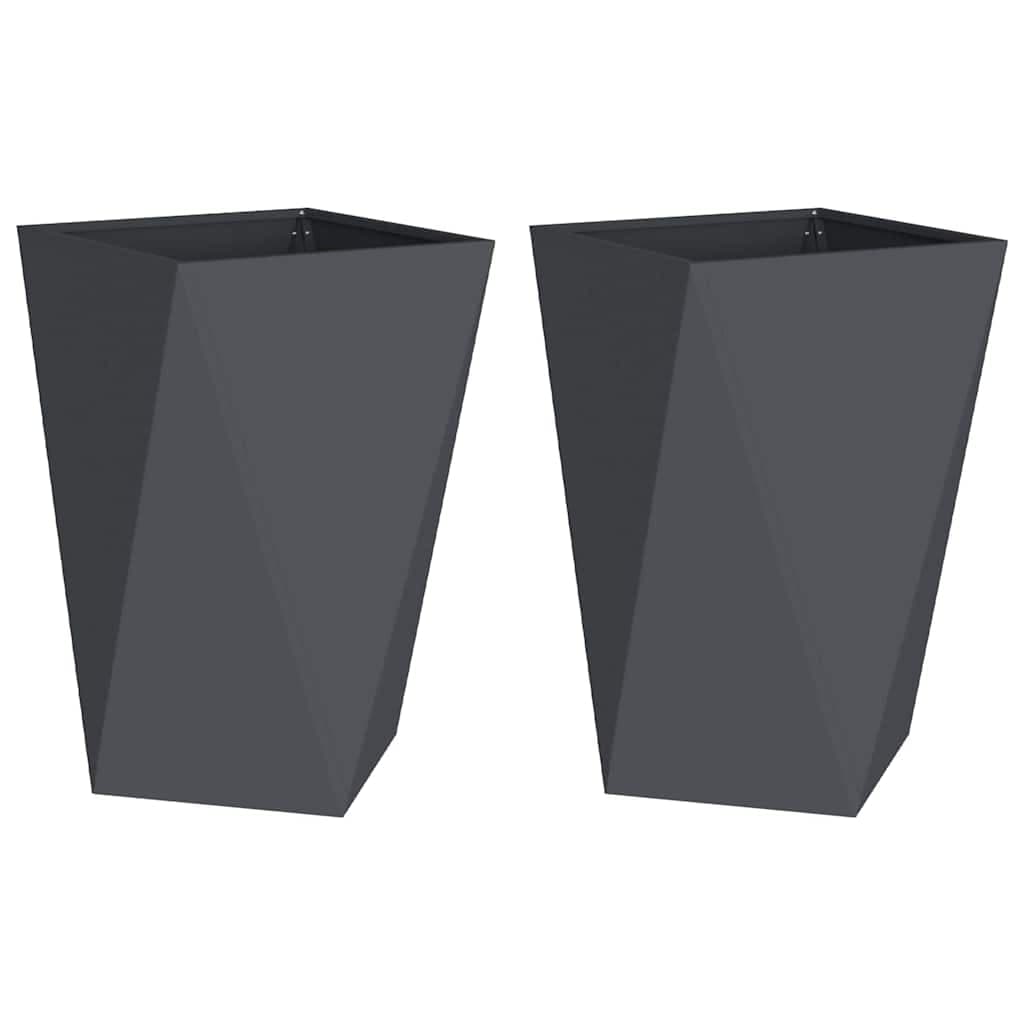 vidaXL Floreira 2 pcs Antracite 50 x 50 x 75 cm Aço