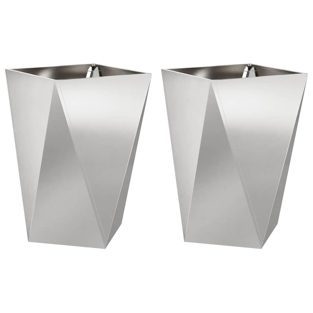 vidaXL Floreira 2 pcs Prateado 50 x 50 x 75 cm Aço inoxidável