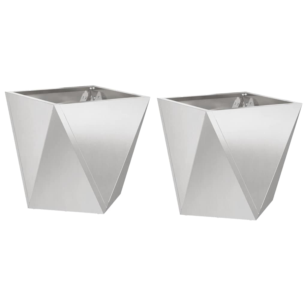 vidaXL Floreira 2 pcs Prateado 30 x 30 x 30 cm Aço inoxidável