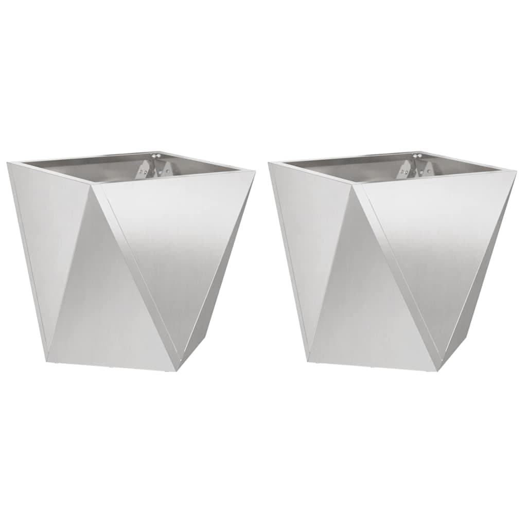 vidaXL Floreira 2 pcs Prateado 40 x 40 x 40 cm Aço inoxidável