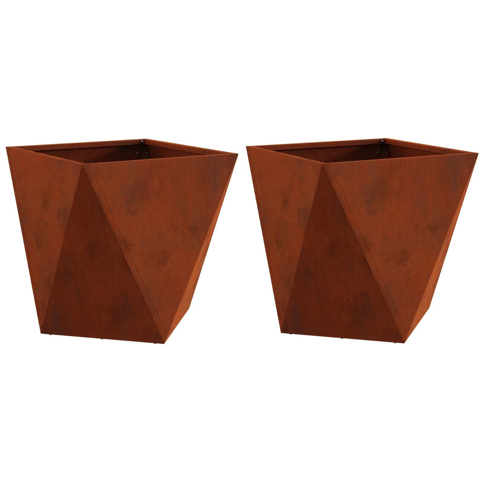 vidaXL Floreira 2 pcs Ferro Enferrujado 40 x 40 x 40 cm