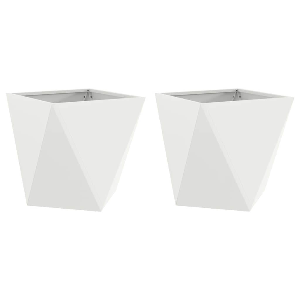 vidaXL Floreira 2 pcs Branco 50 x 50 x 50 cm Aço