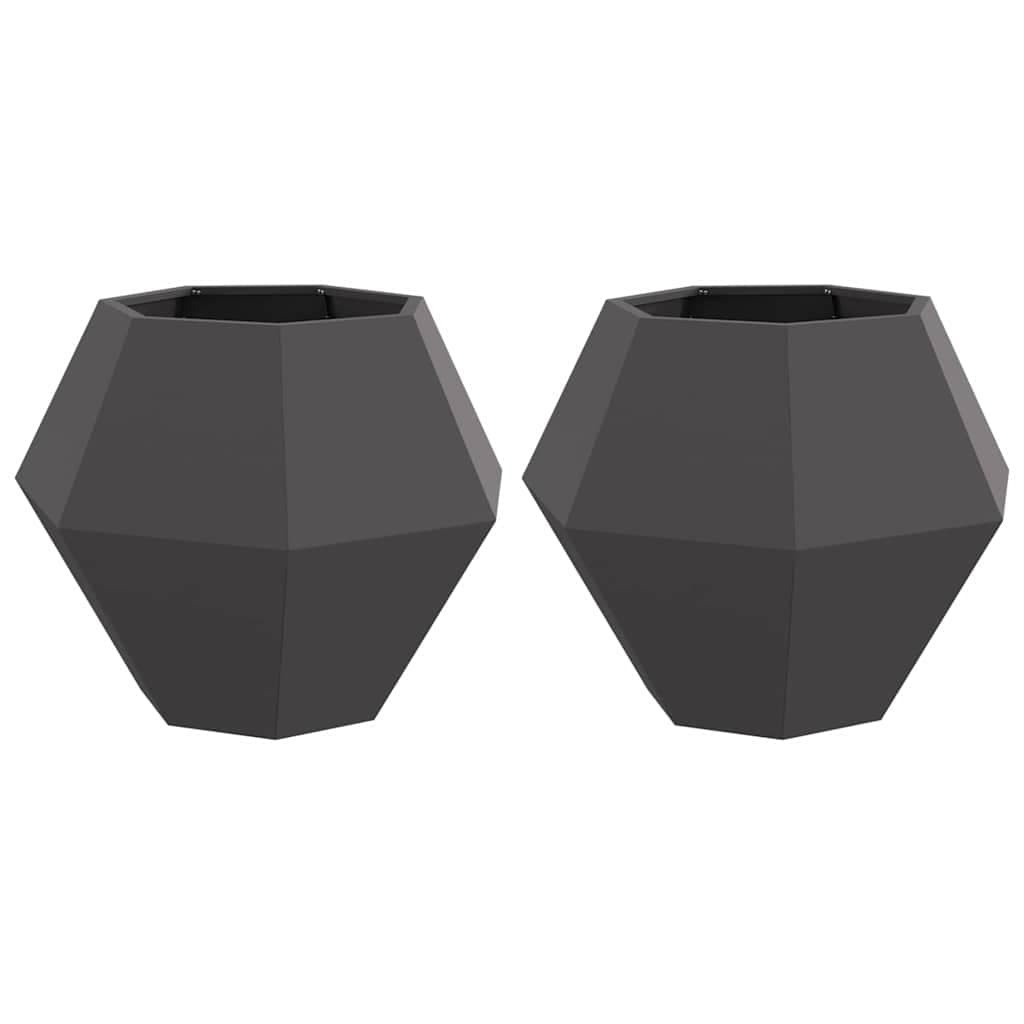 vidaXL Floreira 2 pcs Preto 75 x 75 x 60 cm Aço