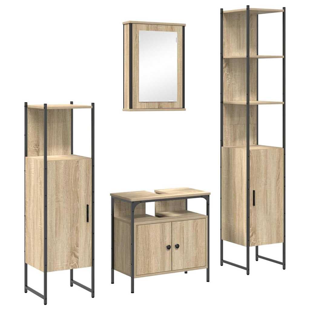 vidaXL Conjunto de Móveis para Banheiro 4 pcs Carvalho Sonoma