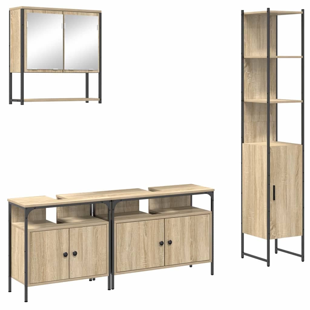vidaXL Conjunto de Móveis para Banheiro 4 pcs Carvalho Sonoma