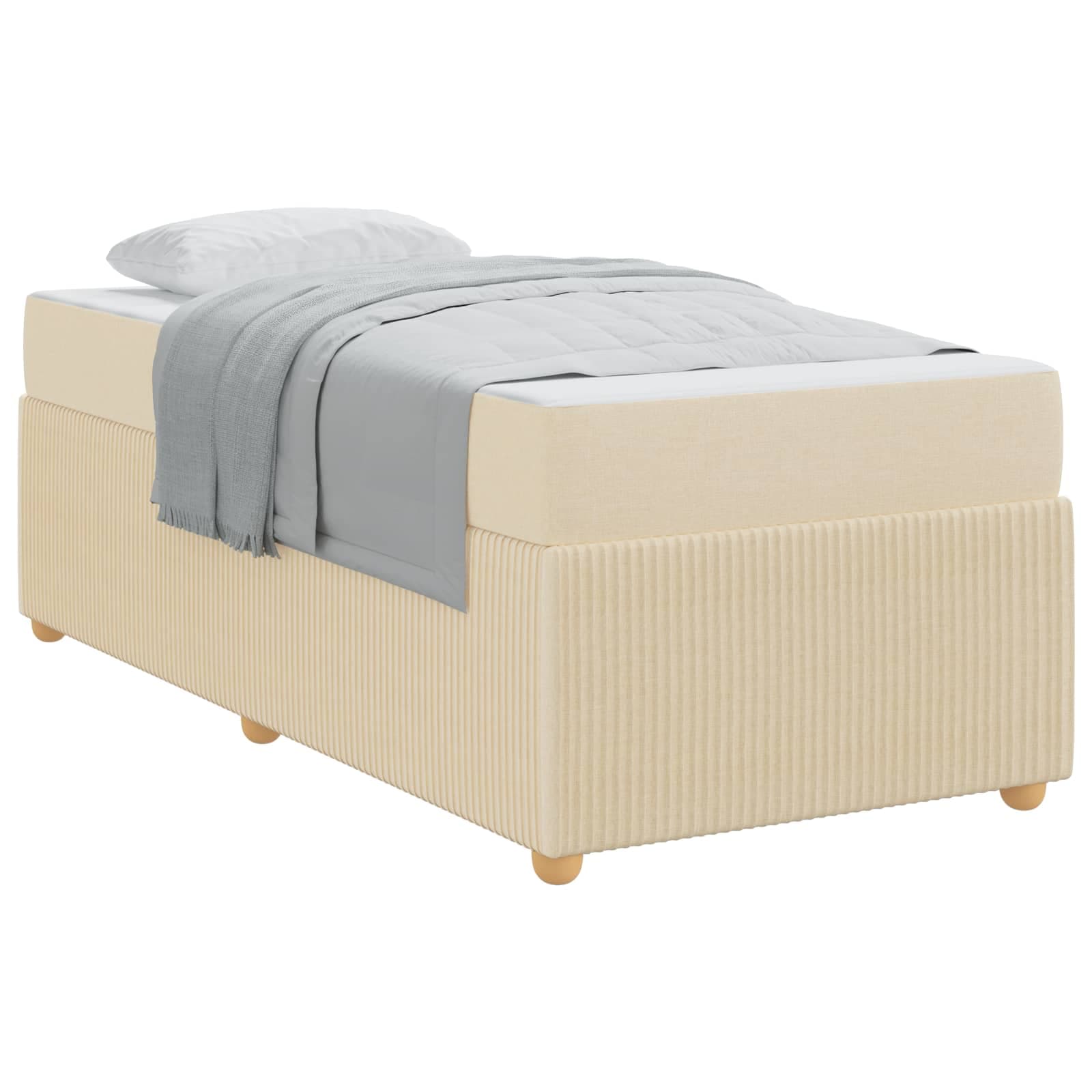 vidaXL Estrutura da Cama com colchão Creme 90 x 190 cm tecido