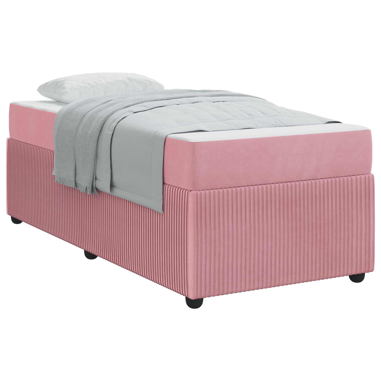 vidaXL Estrutura da Cama com colchão Rosa 90 x 190 cm tecido