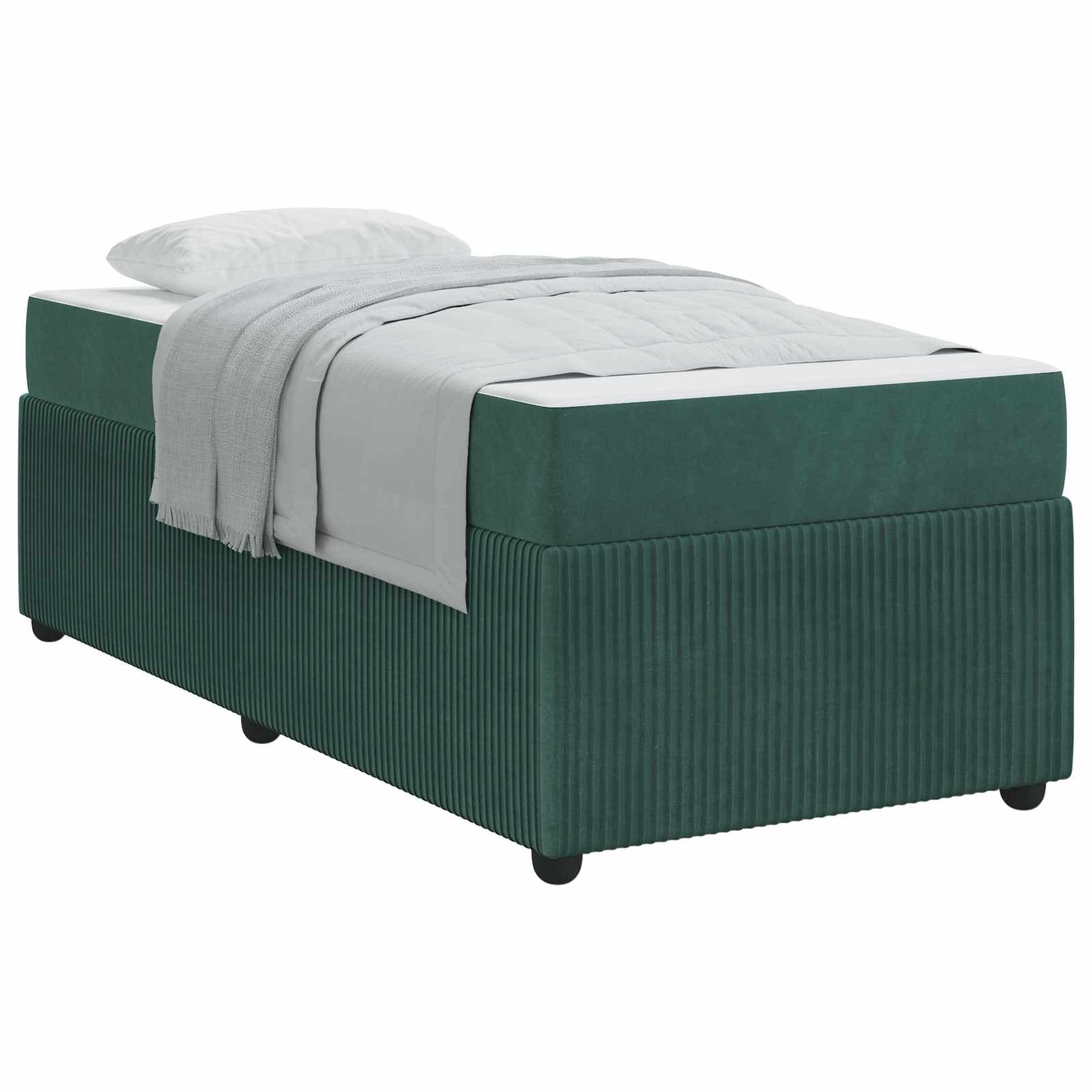 vidaXL Estrutura da Cama com colchão Verde Escuro 90 x 200 cm tecido