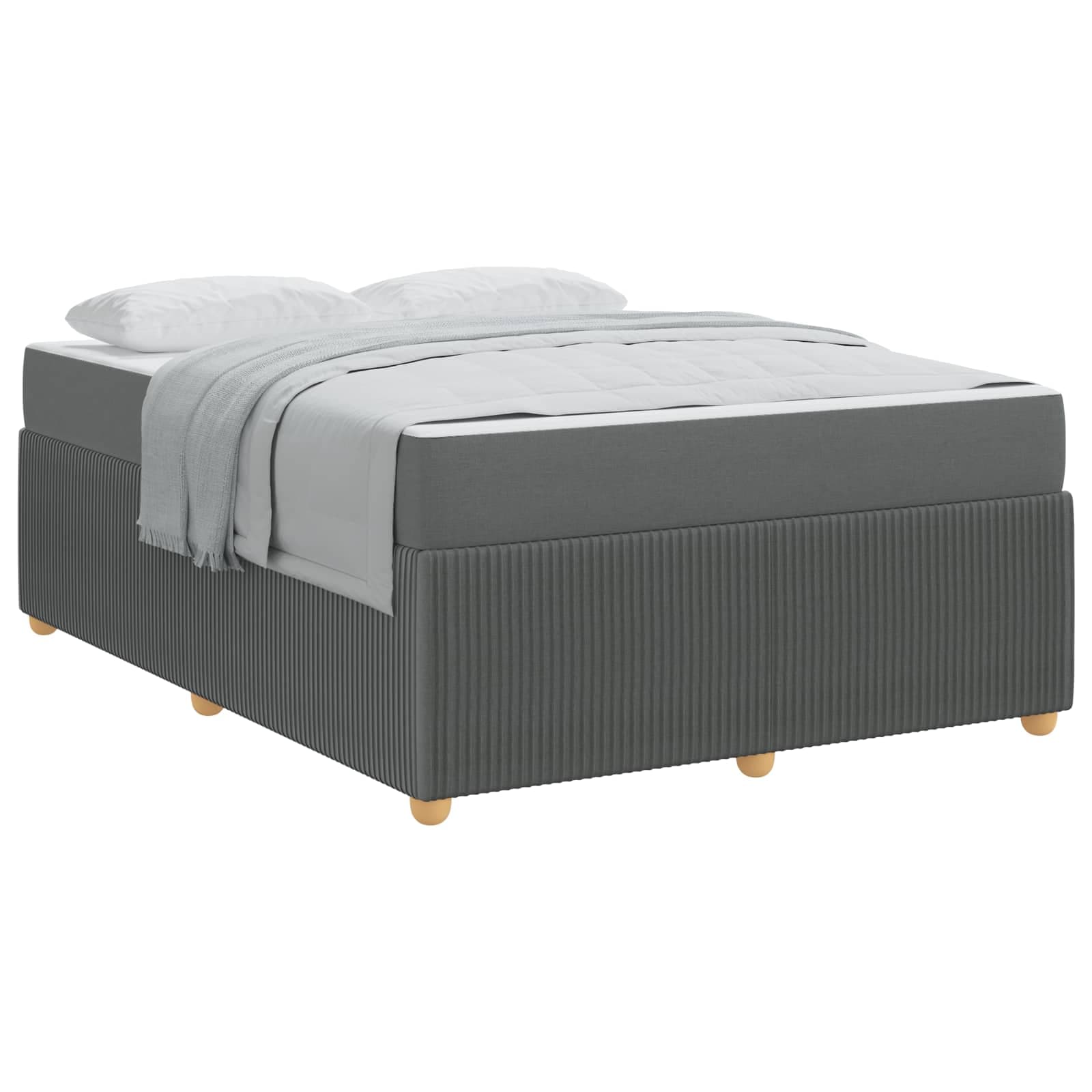vidaXL Estrutura da Cama com colchão Cinza Escuro 140 x 200 cm tecido