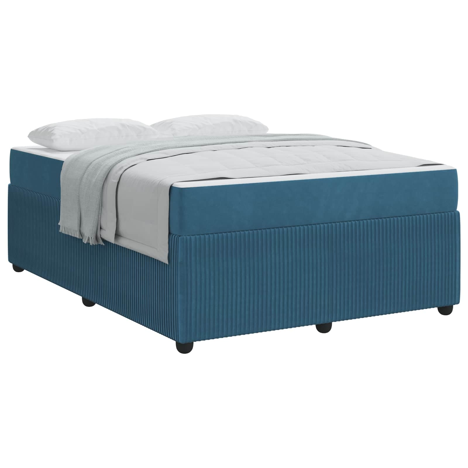 vidaXL Estrutura da Cama com colchão Azul 140 x 200 cm tecido