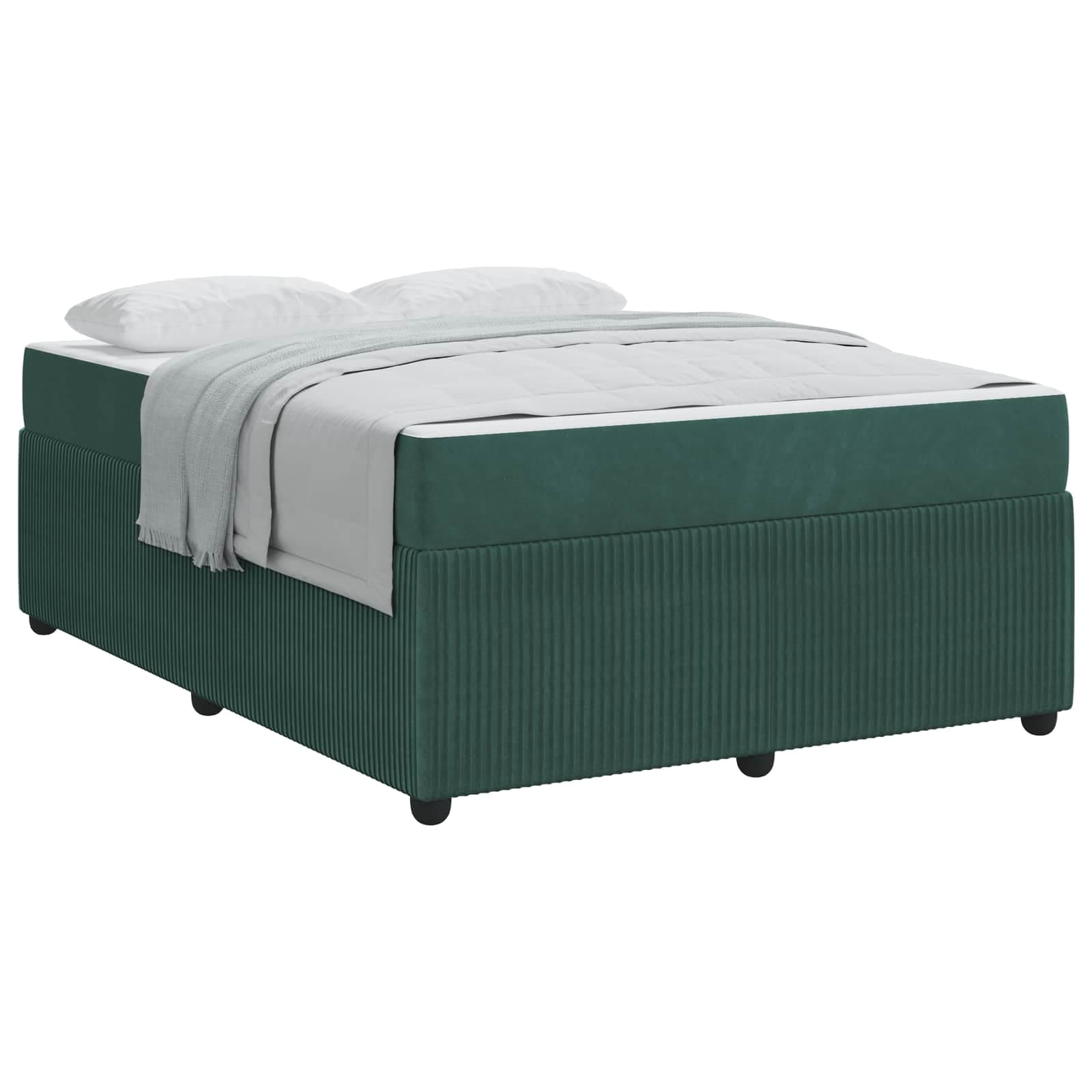vidaXL Estrutura da Cama com colchão Verde Escuro 160 x 200 cm tecido